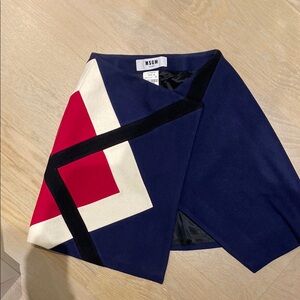 MSGM Women's Colorblock Skirt - Navy, Red, and White